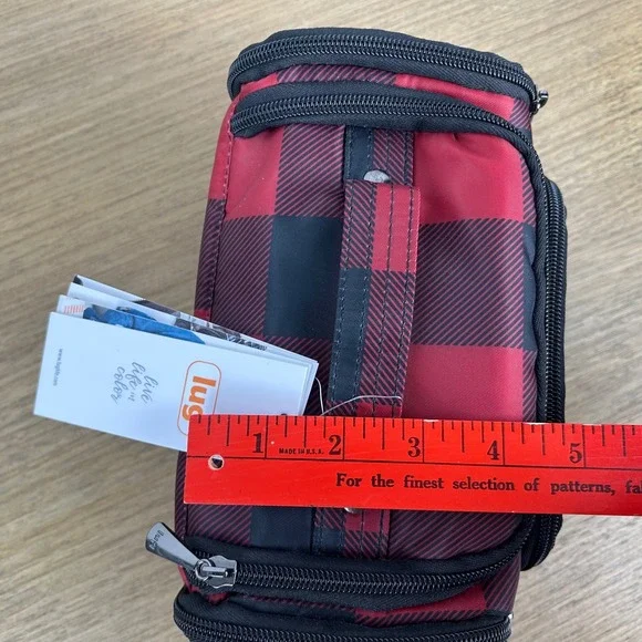 LUG Cosmetics Train Case Buffalo Plaid Red Black New Makeup Travel Bag - Picture 12 of 12